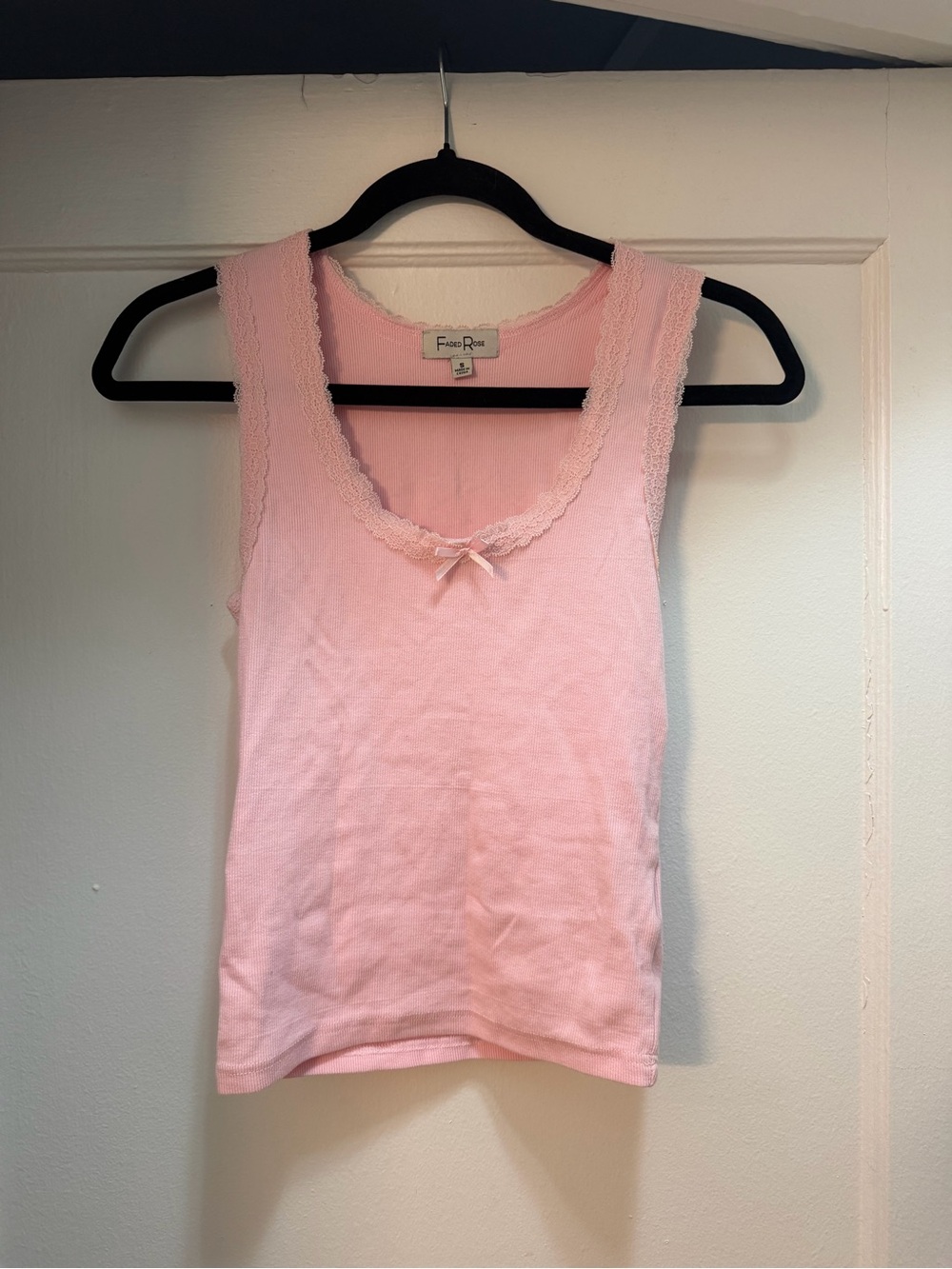 Faded Rose Pink Lace-Trim Tank Top
